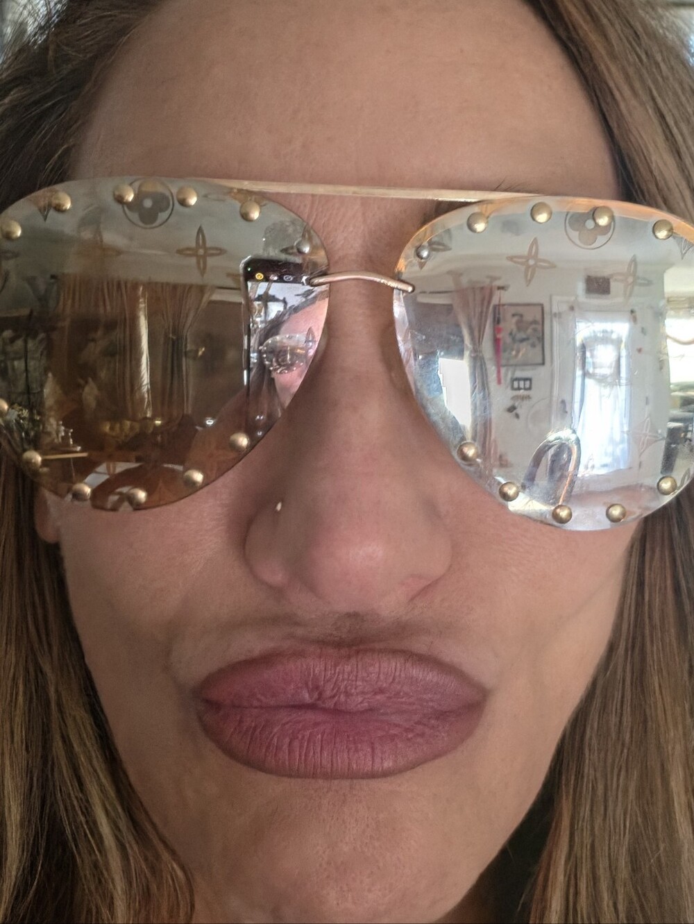 Louis Vuitton Gold Mirrored Logo Aviator Sunglasses